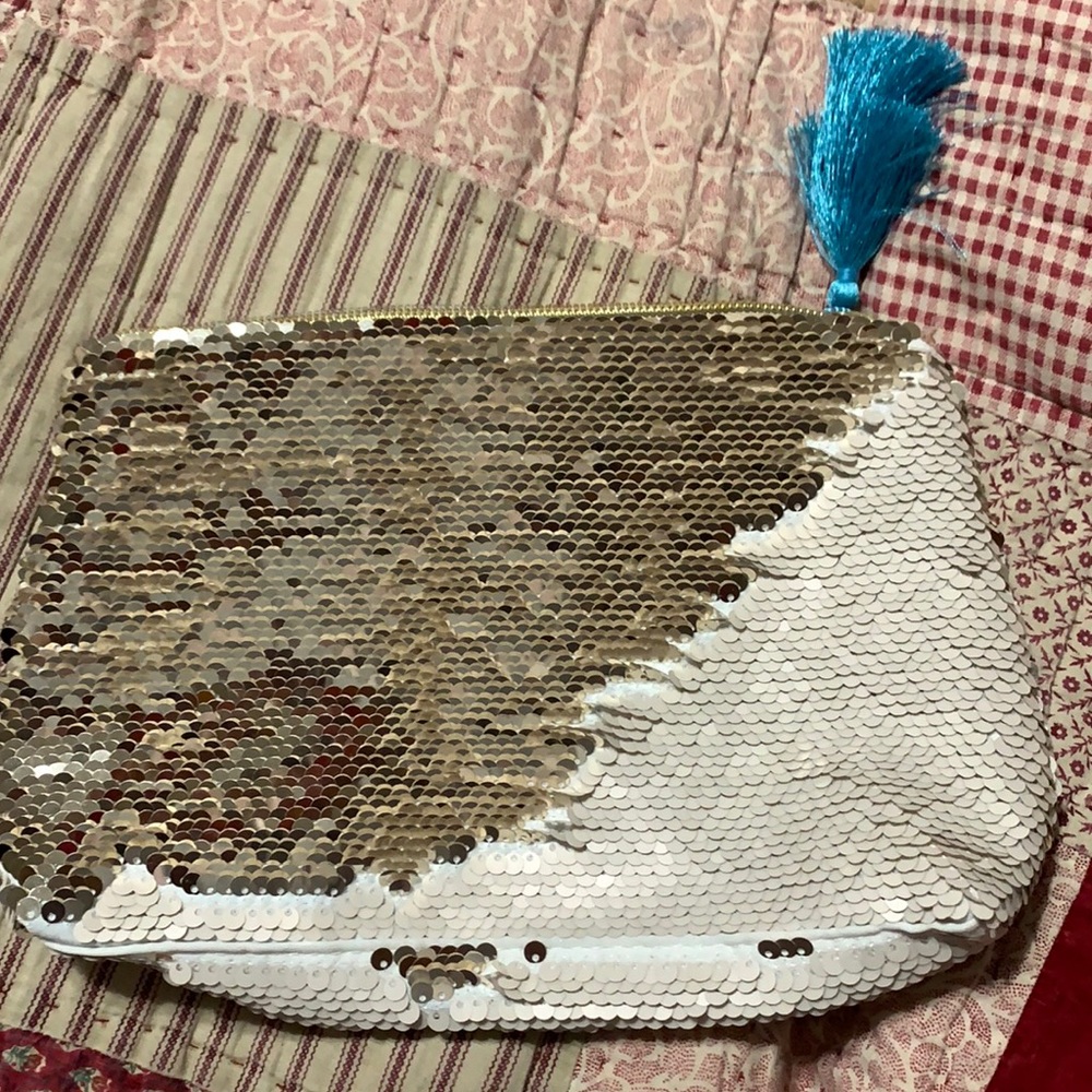 Tarte reversible sequin makeup bag